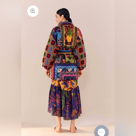 FARM Rio Jackets & Coats Patchwork Tapestry Crochet Puffer Jacket